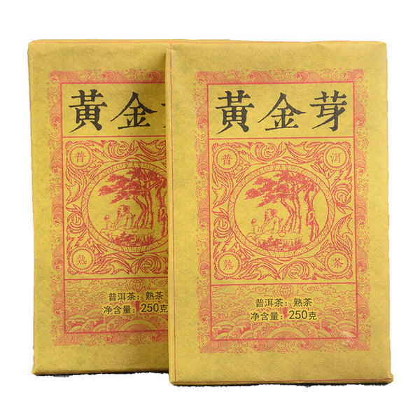 Yunnan Pu'er Ripe Tea Golden Bud Ripe Tea Brick 250g