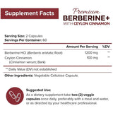 1200mg Berberine Capsules, Natural HCL Extract, Healthy Cholesterol Caps 60 Caps