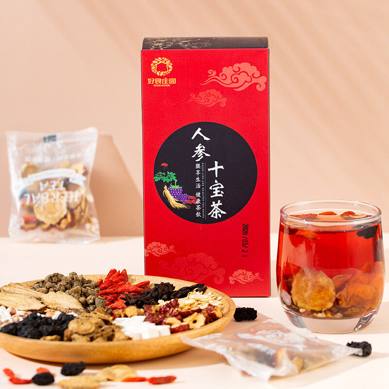 Ginseng Maca Wolfberry Burdock Root Mulberry 150g/10bags 10 Kinds of Herbs Tea