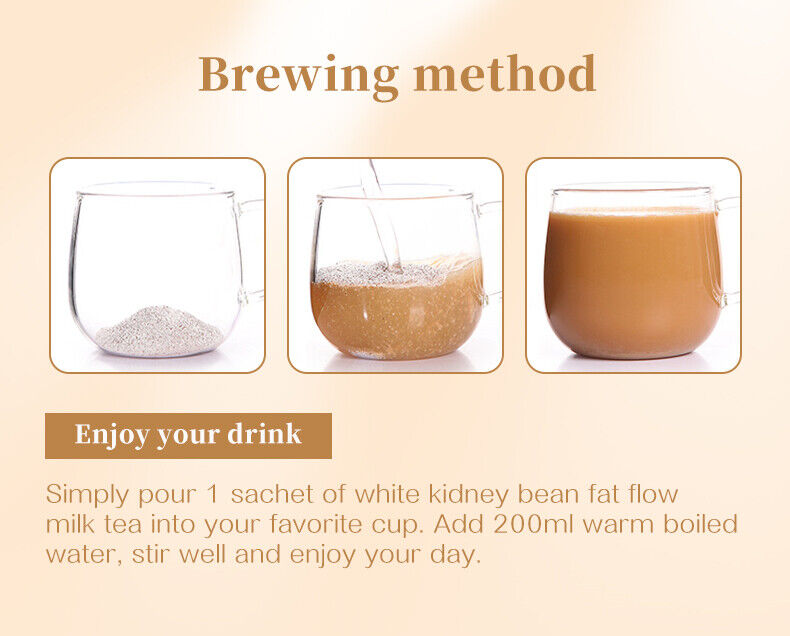 Slimming Tea Weight Loss White Kidney Beanfat Flow Milk Tea 10g*10 bags