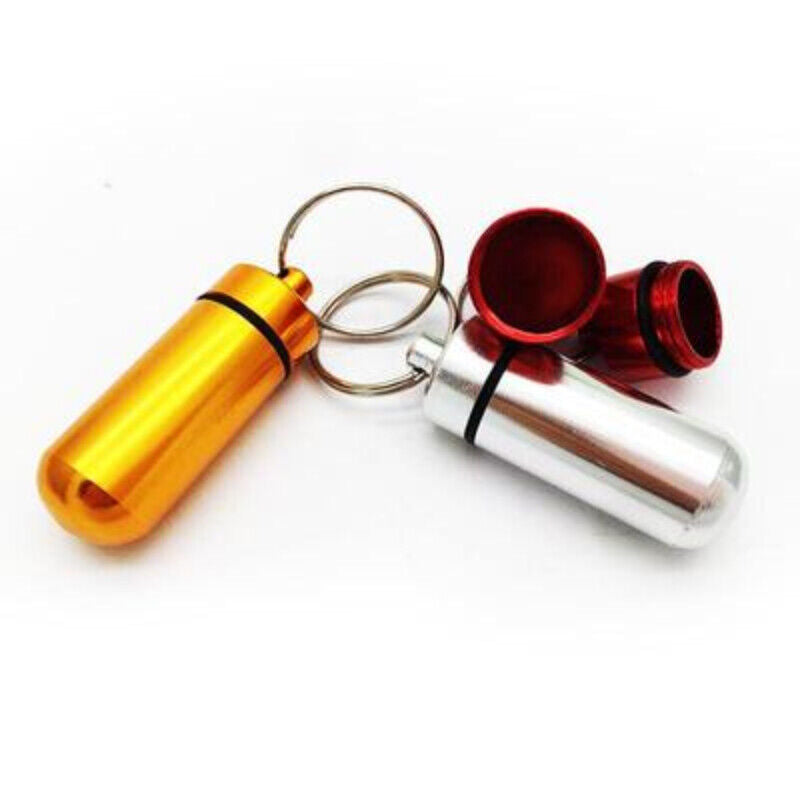 Waterproof Metal Pill Box Cache Holder Keychain Box Health Care Aluminum alloy