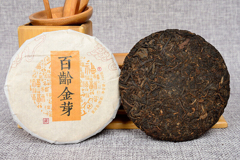 Pu'er Tea Leaves 100g Ripe Tea Cake Bai Ling Golden Bud Ripe Tea Cake