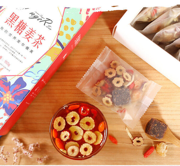 Brown sugar ginger tea longan jujube goji berry black sugar ginger jujube tea