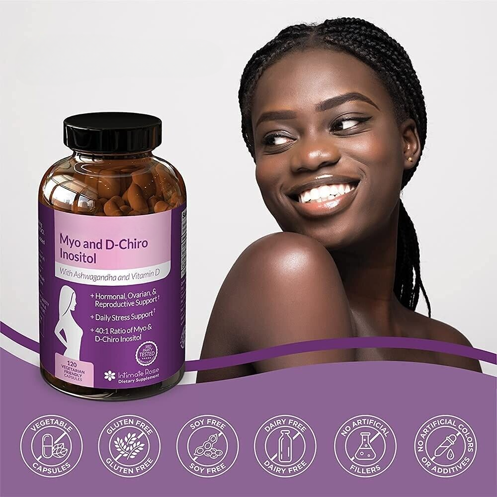 Myo-Inositol Supplement for PCOS with Ashwagandha and Vitamin D - 120 Capsules