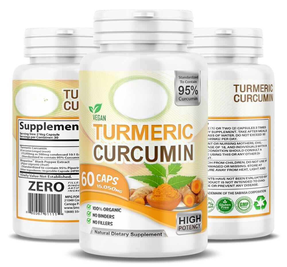 TUMERIC 3000 Mg DAILY TURMERIC MAX Potency CURCUMIN 95% PILLS With Black Pepper