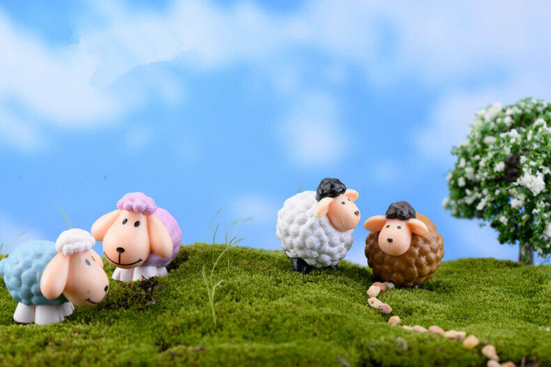 Figurines 2pc Long Ears Sheep Resin Decoration Moss Micro Landscape Deco Garden