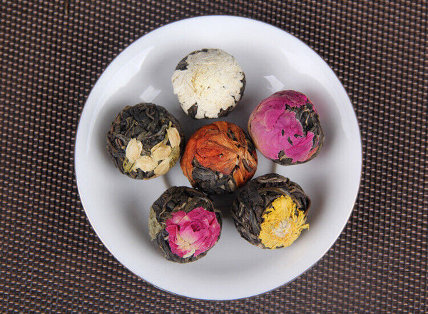 Yunnan Flower Pu'er Raw Tea Dragon Ball Lily Rose Jasmine Peony Flower Tea