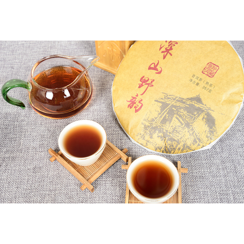 Yunnan Tea Deep Mountain Wild Rhyme Ripe Seven Cakes Tea 357g Ripe Tea Pu'er Tea