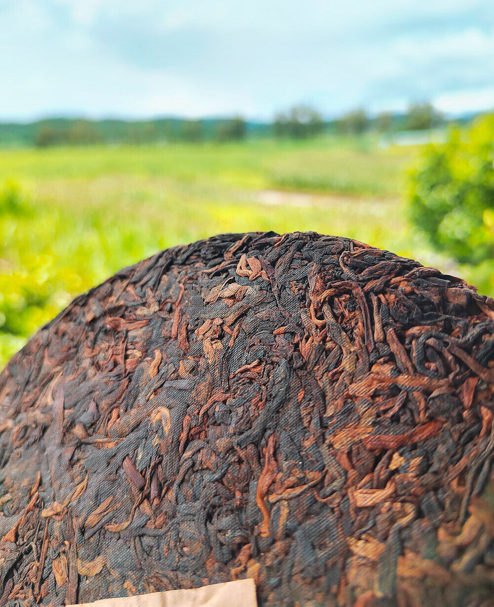 357g Old Panzhang Pu'er Ripe Tea Cake Menghai Aged Pu'er Tea Cake HongJinYin