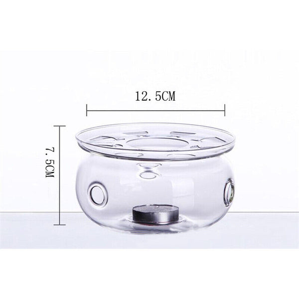 Heat-Resisting Teapot Warmer Base Glass Round Insulation Tealight Teapot Holder