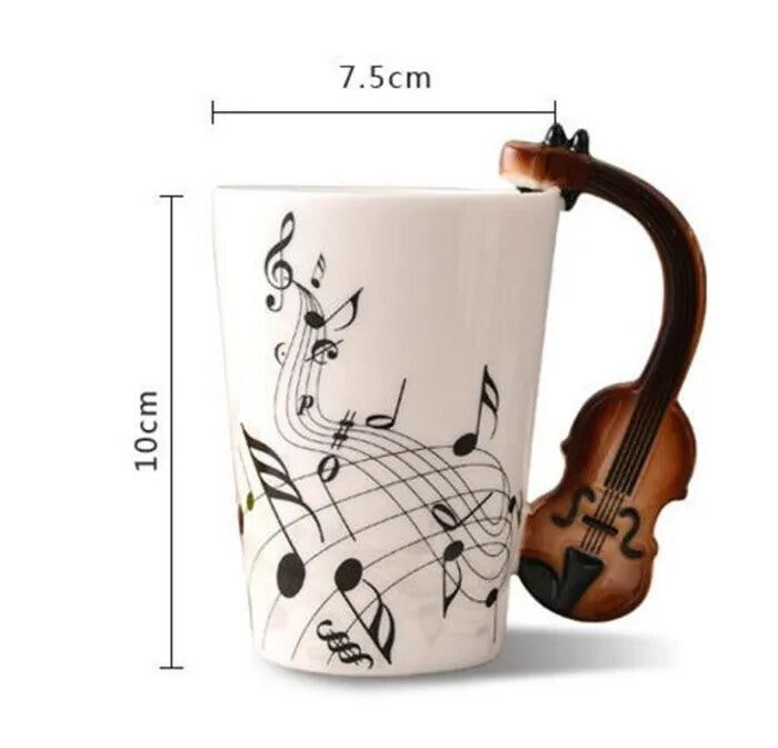 Music Violin Guitar Ceramic Drinkware Mug Coffee Tea Milk Stave Cups with Handle Secondary image