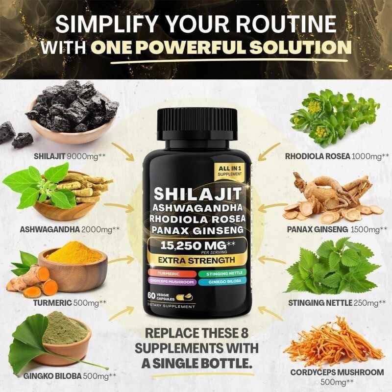 Energy & Vitality Boost 60 Capsules Pure Shilajt Capsules Natural