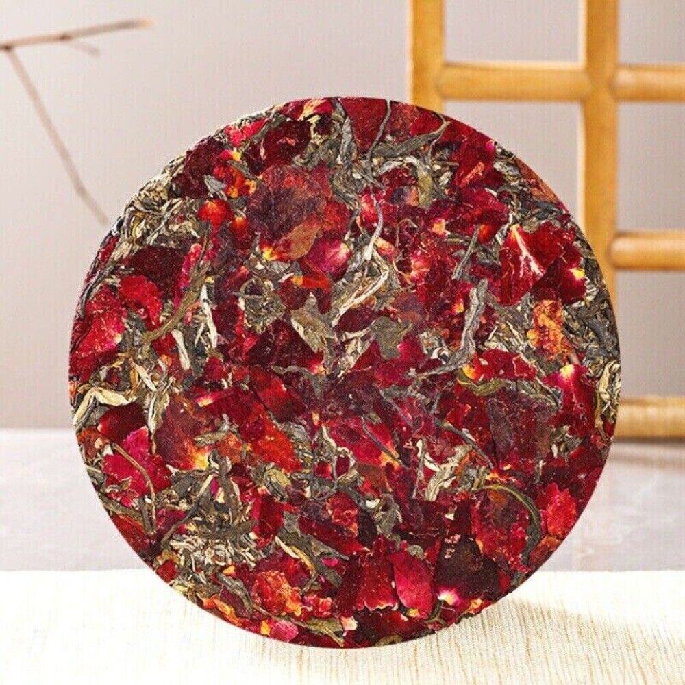 Yunnan Tea Tree King Raw Puerh Cake 357g Ink Red Rose Flower Aged Premium Secondary image