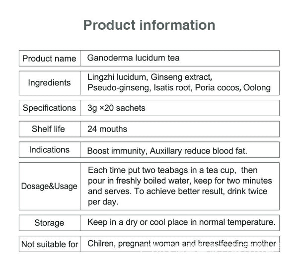 Ganoderma Lucidum Tea Boost immunity 3g*20 sachets/Box 灵芝茶