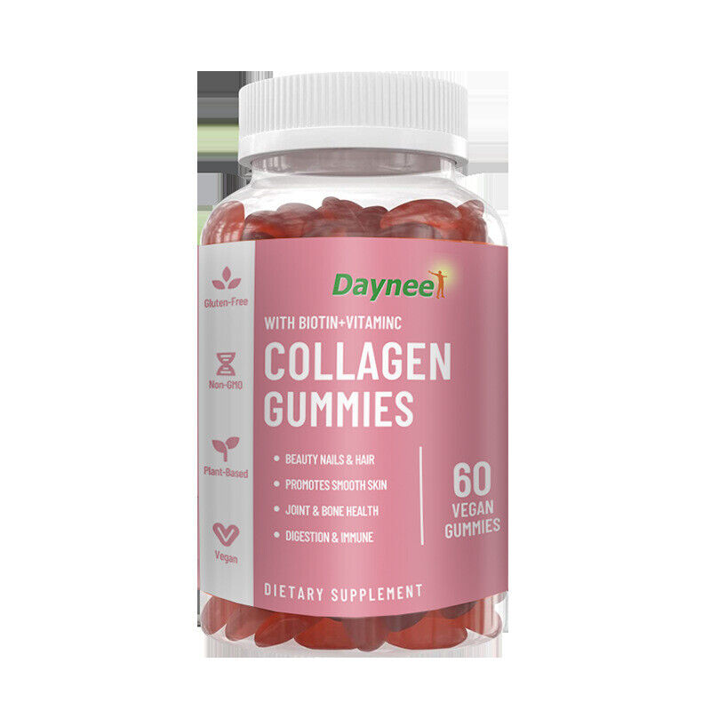 Biotin Vitamin C Collagen Gummies Nails Hair Skin Beauty 60 Vegan Capsules