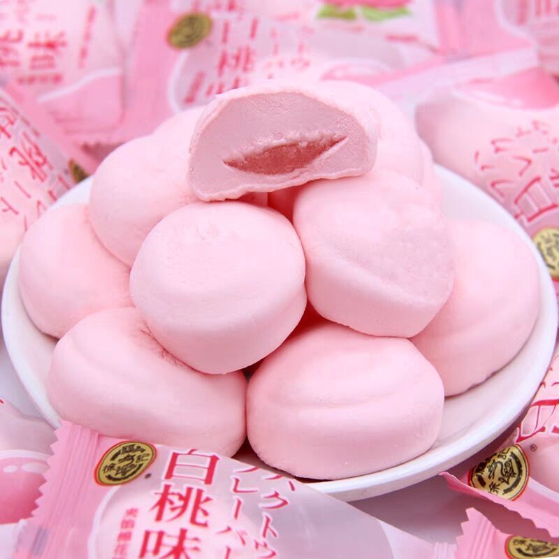 White Peach Flavor Sandwich Marshmallow Gummy Snacks Wedding Candy 徐福记白桃味夹馅棉花糖 Secondary image