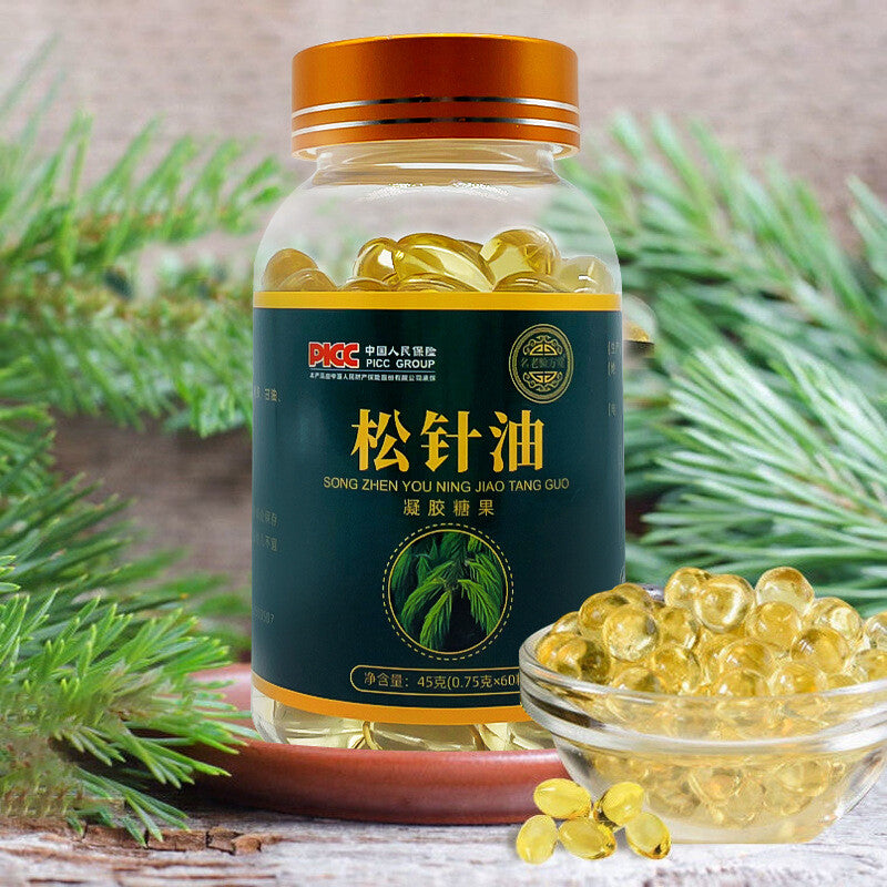 Oil Gummy Candy & Weng Guo Fruit Oil Capsules 60 Count Edible Pine Needle