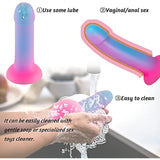 7 Inch Silicone Realistic Dildo Colorful Glowing Penis Toy for Vaginal and Anal