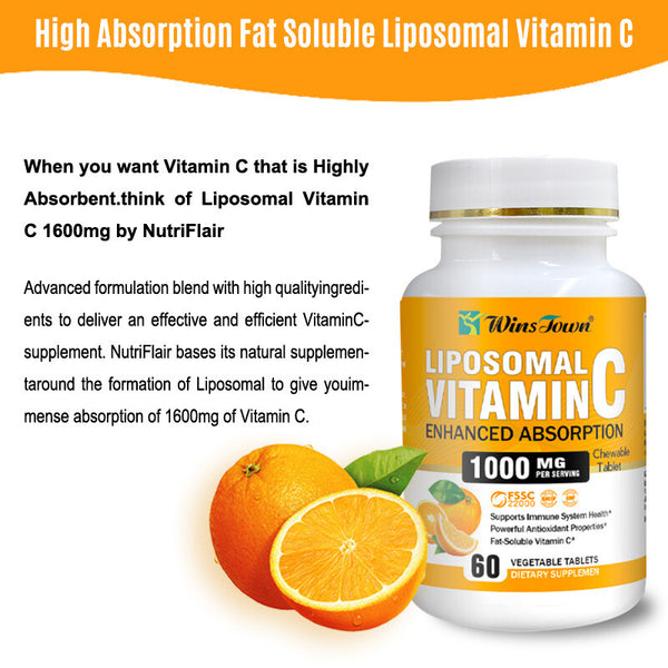 Winstown Vitamin C 1000mg Tablets Multvitamin Candy Immune 60 Tablets/bottle
