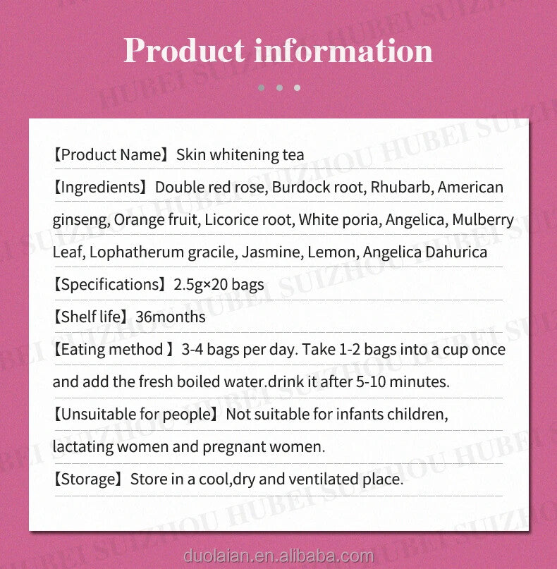 Skin Whitening Tea Beauty Detox Herbal Organic Beauty Glow Tea
