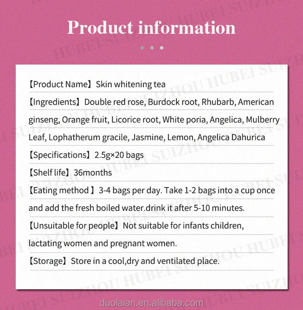 Skin Whitening Tea Beauty Detox Herbal Organic Beauty Glow Tea