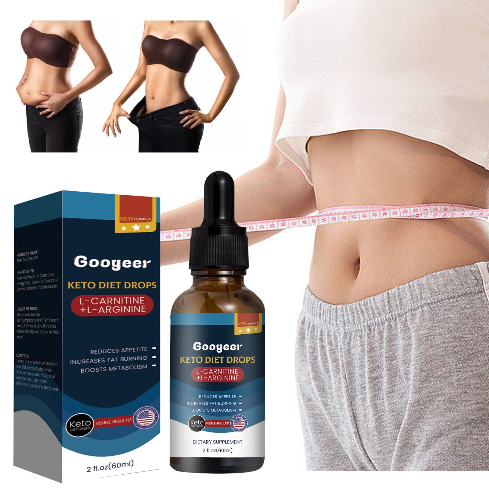 Slimming Drops for Body Curve Accentuation - Tighten Arms, Thighs, Belly, 60ml