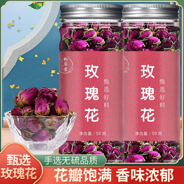 Rose Tea Pingyin Rose Tea Leaves Red Rose Herbal Tea 50g*2 平阴玫瑰花茶
