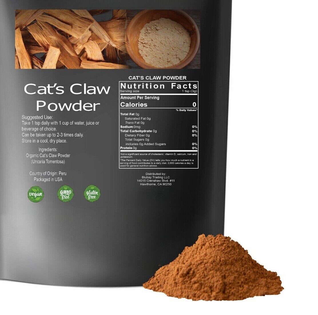 Cat's Claw Powder 8.8oz From Peru Wild Non GMO Main image