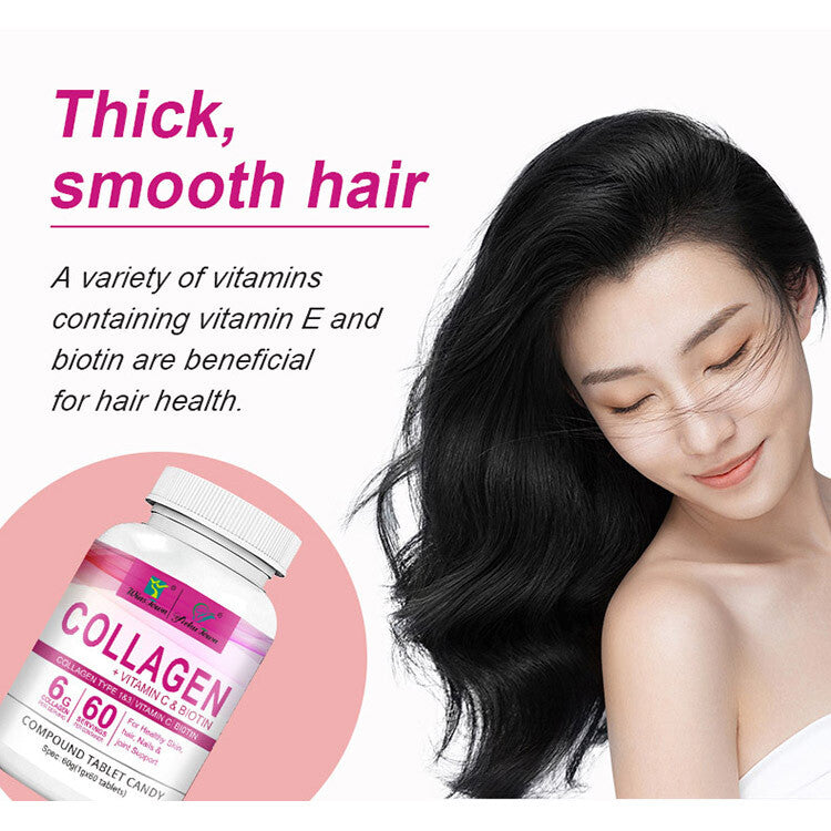 Collagen Vitamin C Biotin Tablets for Healthy Skin Hair Nail 60tablets/bottle Secondary image