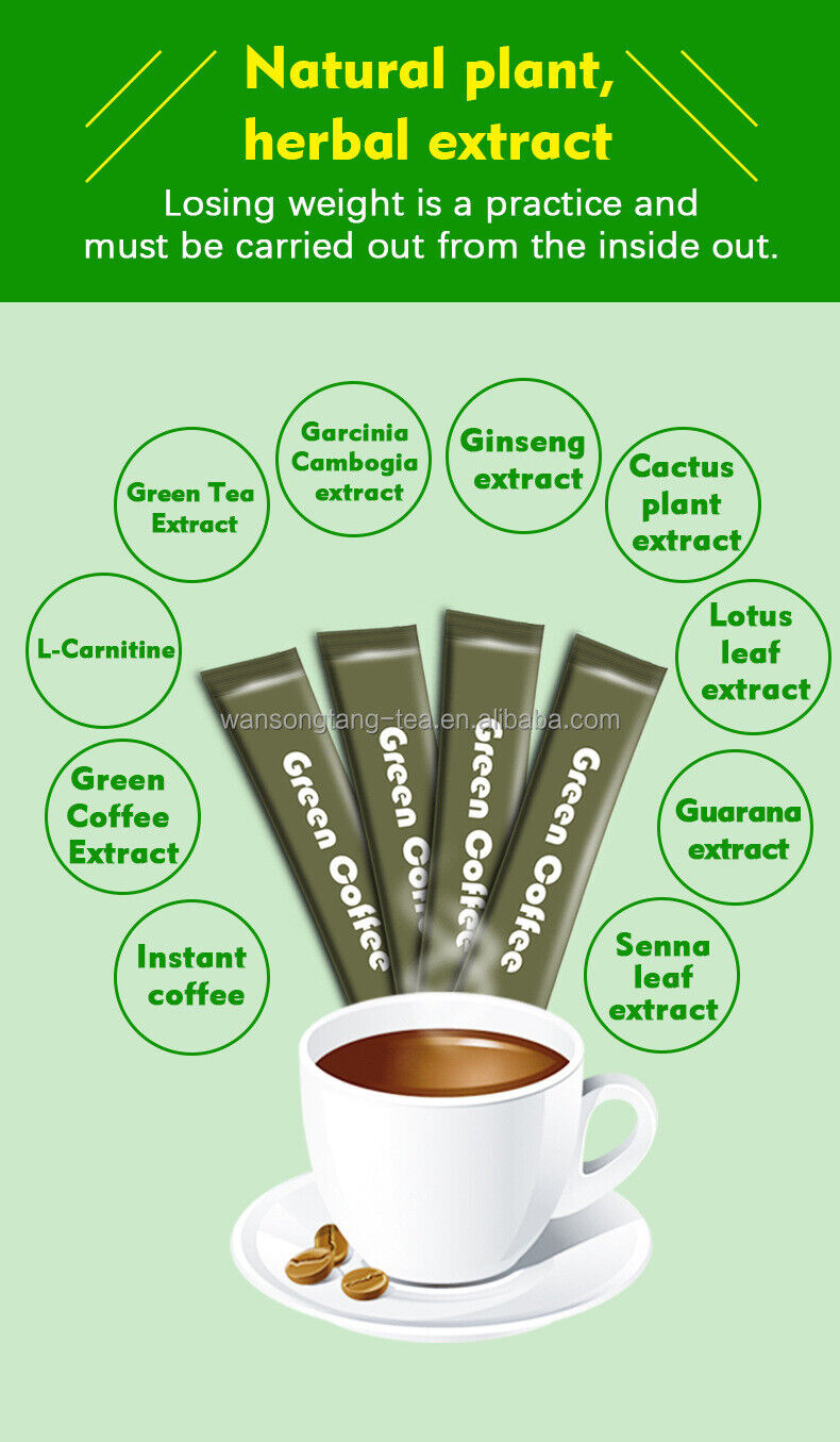 Weight Loss Coffee3 in 1Garcinia Cambogia Slimming Green Coffee with Ganoderma