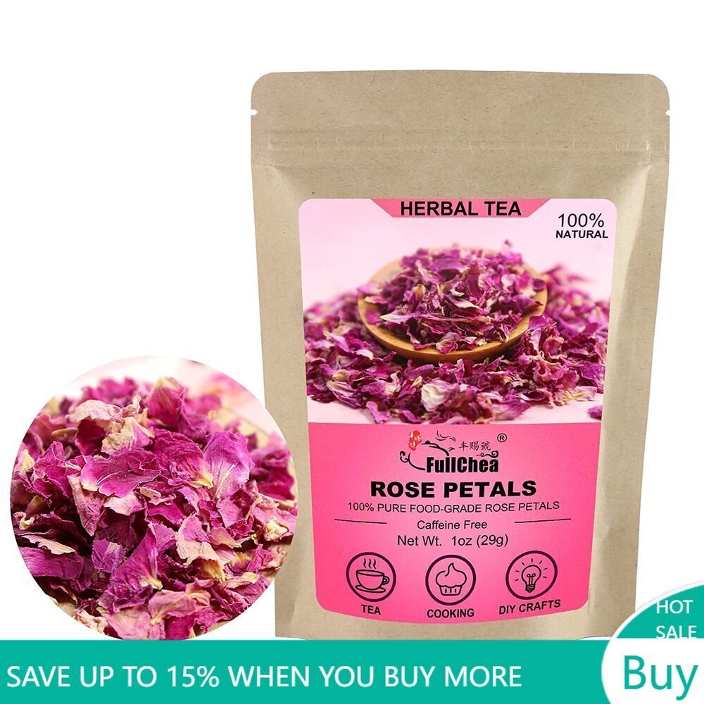FullChea Dried Rose Petals 29g Edible Flowers Real Rose Petals