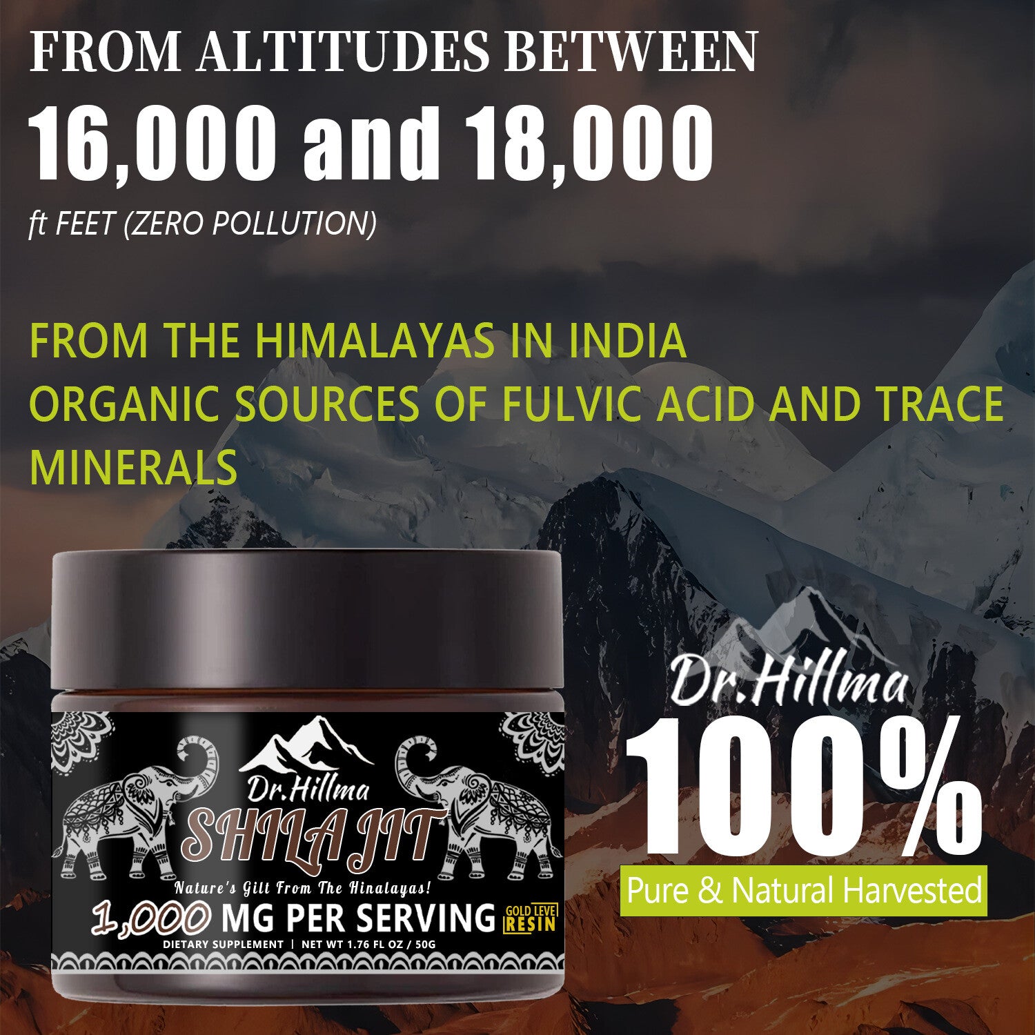Natural Shilajit Resin Shilajit 1000MG PER SERVING