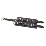 BDSM Leather Handcuffs Set Adjustable Handcuffs Wristbands Bracelets with rivet