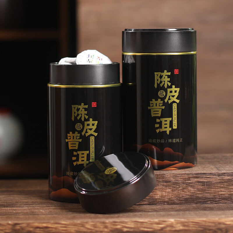 500g Chenpi Puerh Tea Menghai Puerh Ripe Small Tea Cake Aged Chenpi Tin Organic