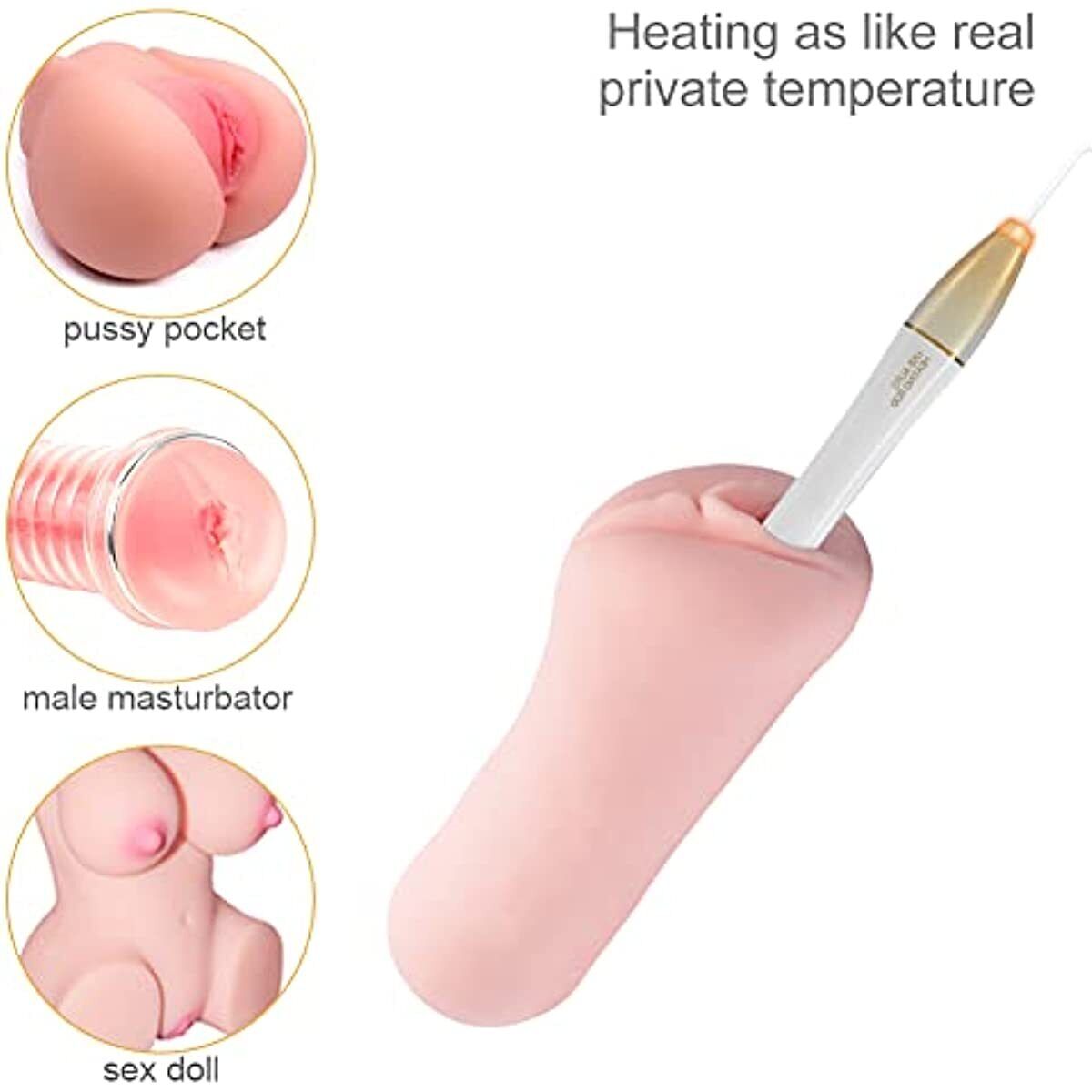 Automatic Temperature Control Heating Rods Masturbator Pussy Artificial Vagina