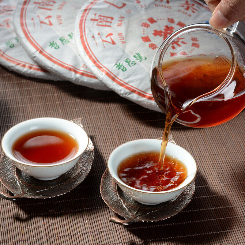 357g/Cake Yunnan Pu'er Tea Cooked Tea Cake Yunnan Qizi Cake Tea Pure Ingredients
