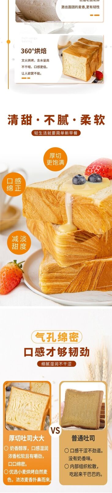 Thick Cut Milk Toast Sliced Bread Quick Breakfast Meal Replacement Snack
