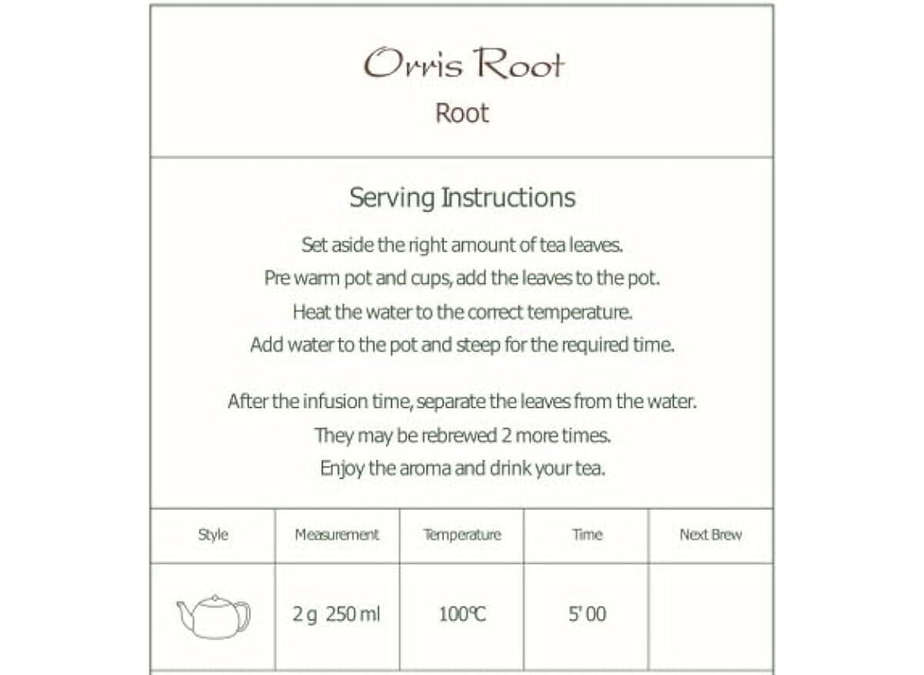 Orris Root Iris Root - Dried Herbal Tea Orris Root Dried Orris Root Tea 50g