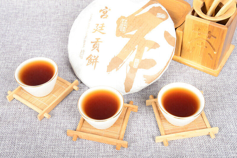 Yunnan Pu'er Ripe Tea Cake Pu'er Ripe Tea 357g Golden Bud Tea Cake