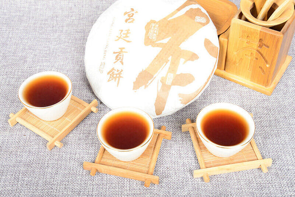 Yunnan Pu'er Ripe Tea Cake Pu'er Ripe Tea 357g Golden Bud Tea Cake