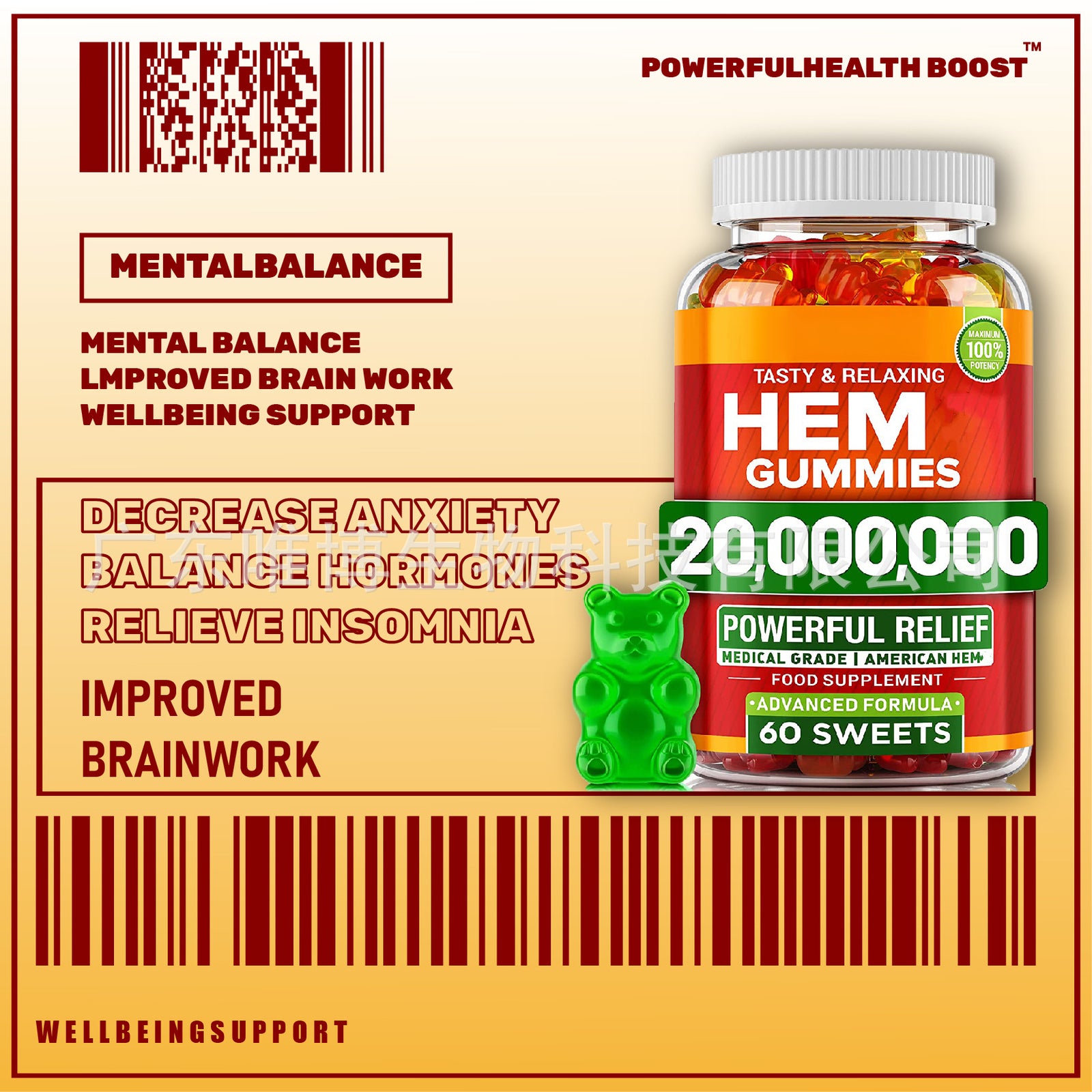 Kanepi kummikud HEM GUMMIES kummikarud Kanepi kummikud Vitamiinid
