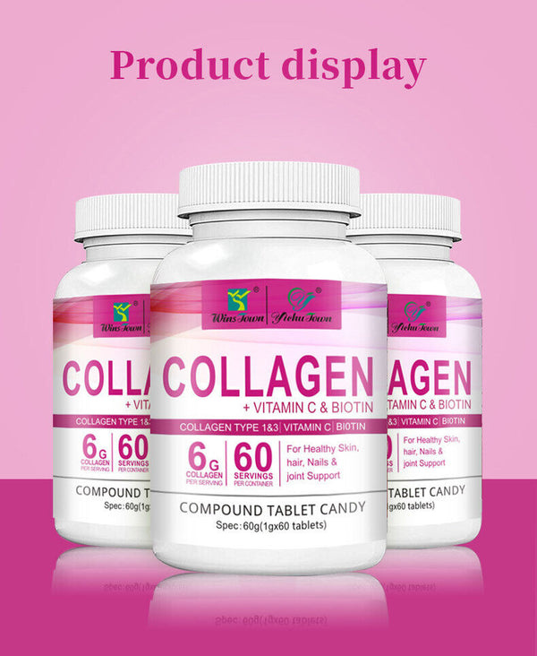 Collagen Vitamin C Biotin Tablets for Healthy Skin Hair Nail 60tablets/bottle