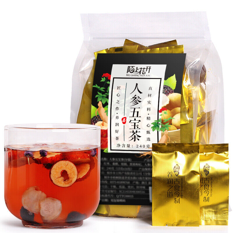 Five Treasures Tea Ginseng Wolfberry for Men's Healthy Tea Bag Combination