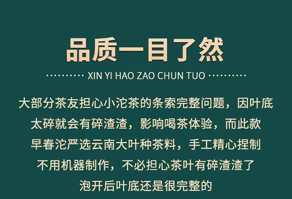 Pu'er Tea Raw Tea Early Spring Tea Big Tree Small Tuo Tea Yunnan Raw Pu'er 500g