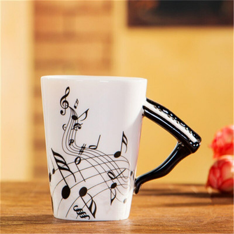 Music Violin Guitar Ceramic Drinkware Mug Coffee Tea Milk Stave Cups with Handle