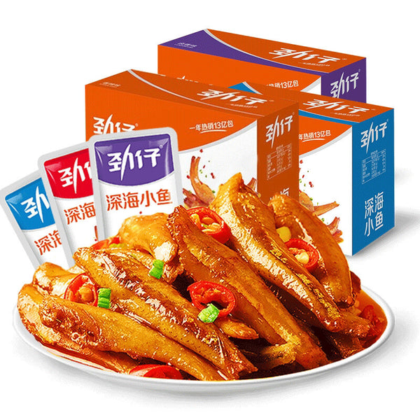 Jinzai Small Fish Spicy Dried Small Fish Spicy Snacks 12g*20 Packs 劲仔小鱼仔香辣小鱼干