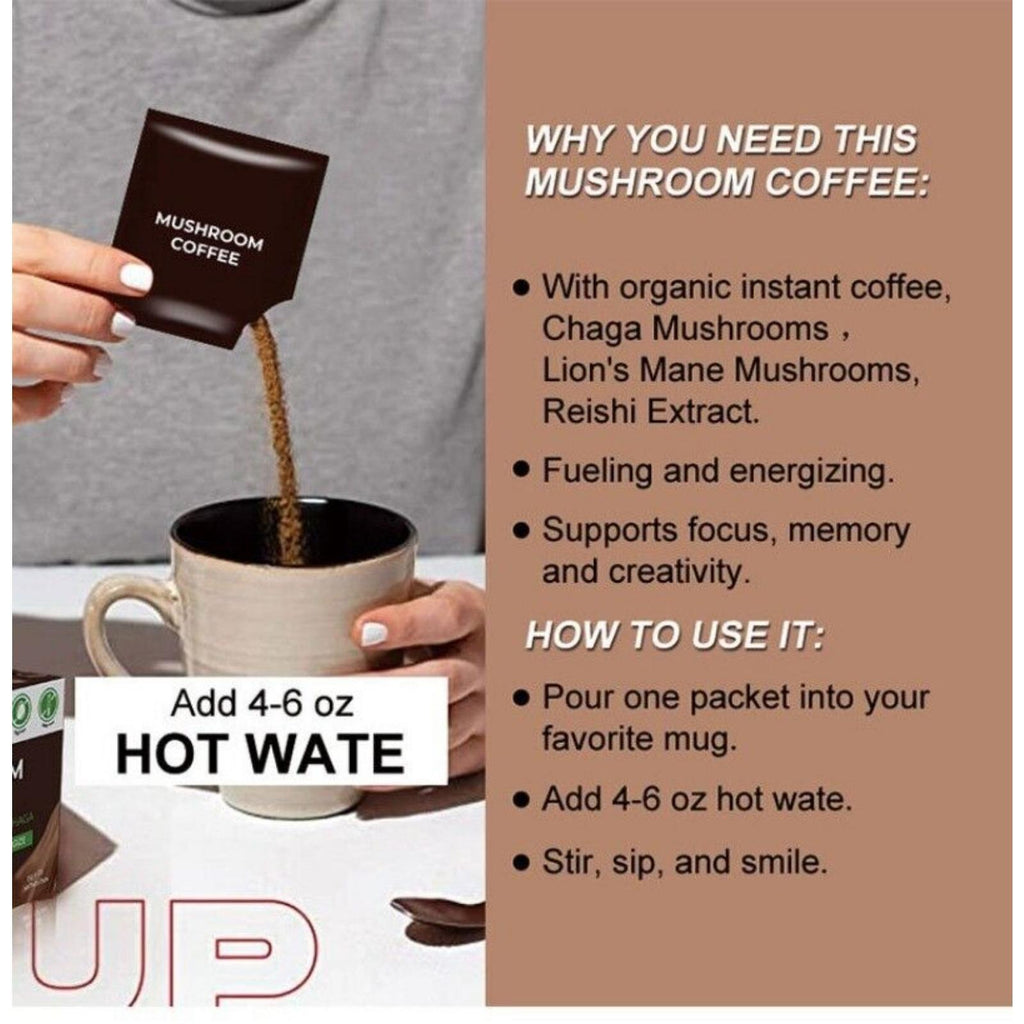 Natural Premium Quality Mushroom Organic Instant Coffee Sealed Packaging