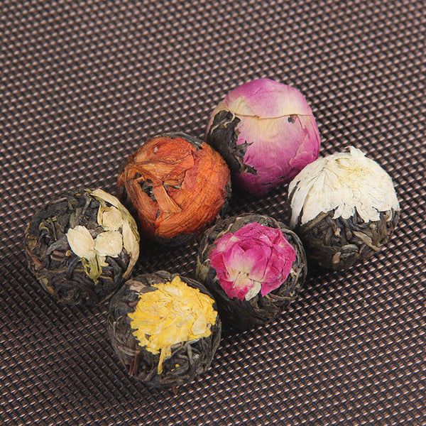 Yunnan Flower Pu'er Raw Tea Dragon Ball Lily Rose Jasmine Peony Flower Tea