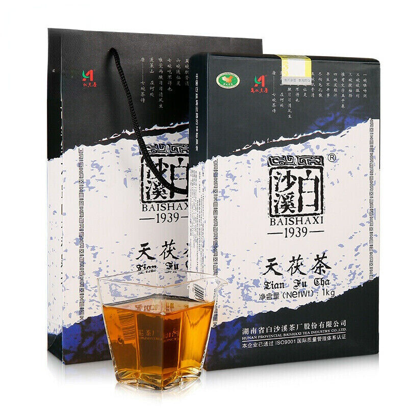 1000g TIAN FU CHA Anhua Baishaxi Dark Tea Black Tea Top Gold Flower Tea Brick Main image