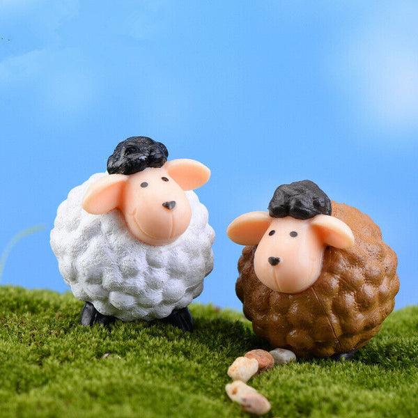 Figurines 2pc Long Ears Sheep Resin Decoration Moss Micro Landscape Deco Garden